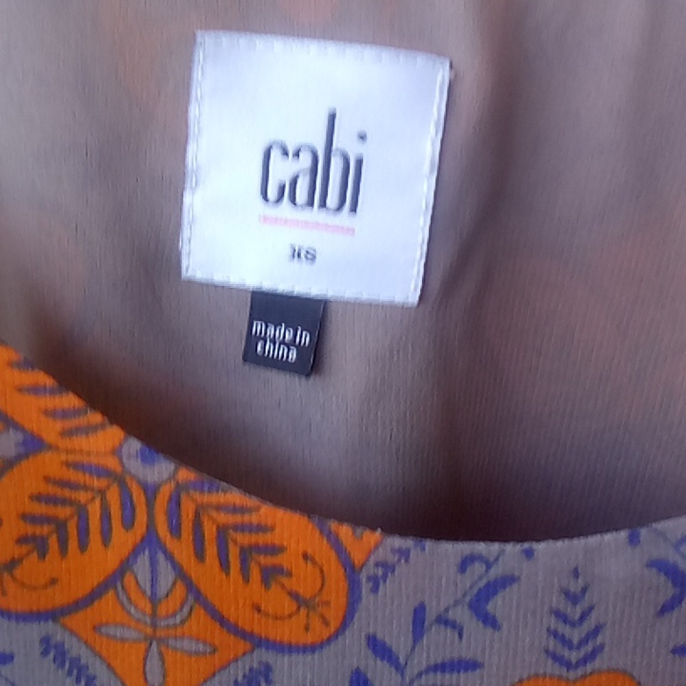 CABI arabesque orange Blue Brown Moroccan print spaghetti strap blouse cami  XS - Picture 8 of 12